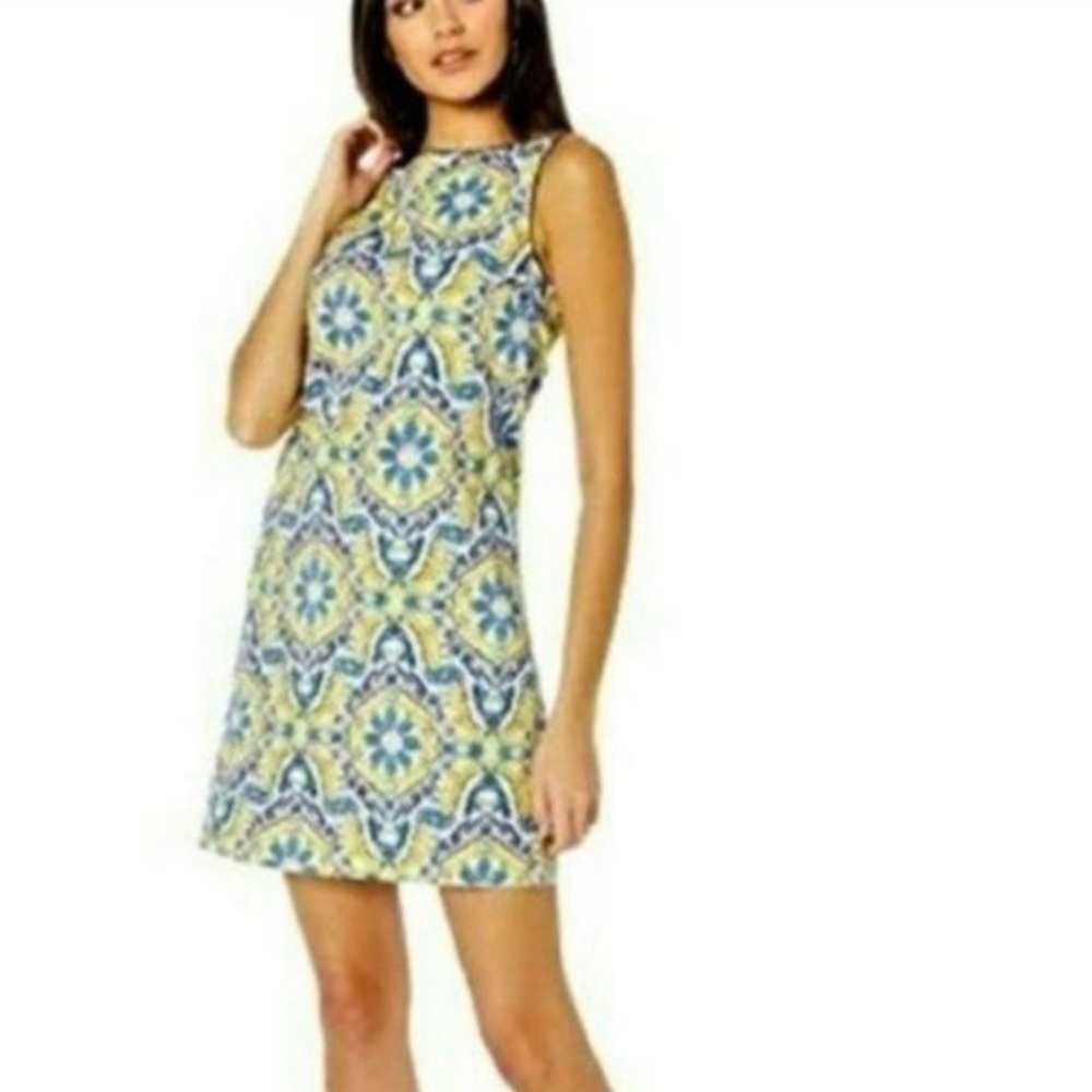 Betsey Johnson Blue Yellow China Print Sleeveless dress size 4